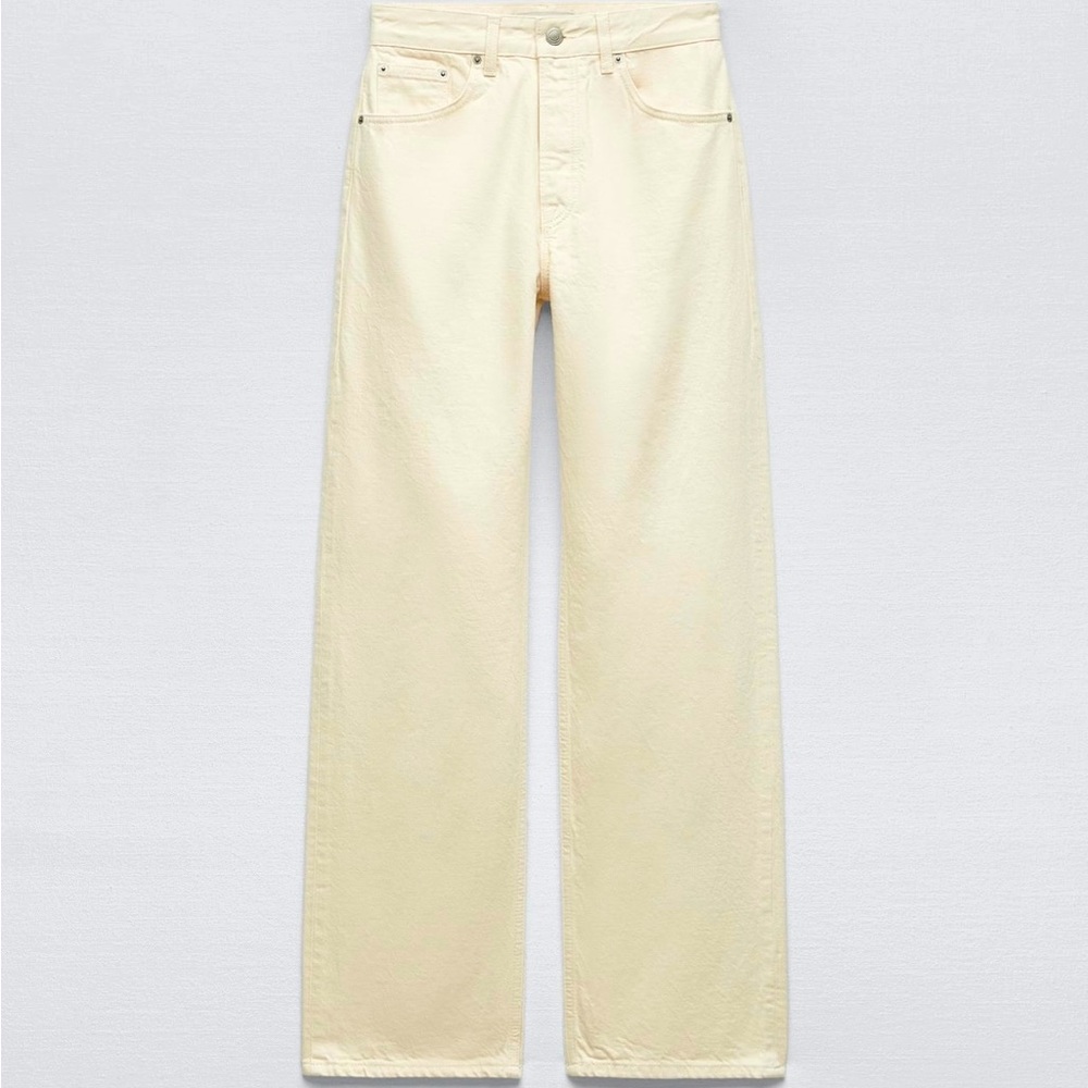 Zara Women Relaxed Straight Leg Mid Rise Boyfriend Jeans